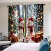 Flat Printing Happy Christmas Scene Curtains Day Snowman Tree Prints Digital Printed Polyester Drapes Set Of 2 Made