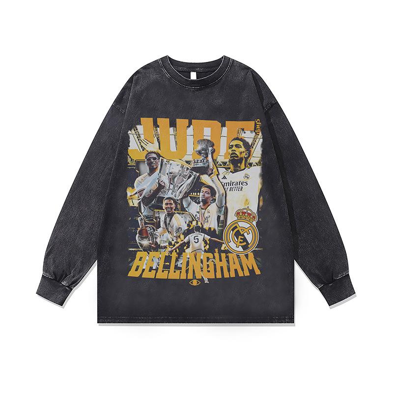 Washed Retro Washed Crew Neck Sweatshirt Autumn And Winter New American Hip-Hop Bottom Long-Sleeved T-Shirt For Men And Women