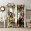 Versatile Polyester Transparent Curtains Home Decoration Fun Animal Cat Use Bedrooms Living Rooms Curtain Set Of 2 Made Washable Room Ready
