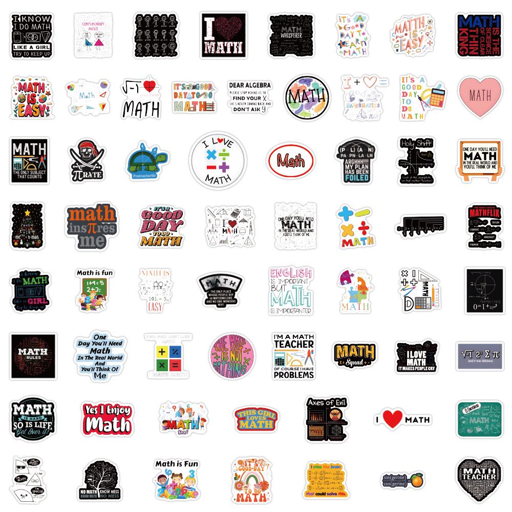 60 Cartoon Math Subject Stickers for Journals, Stationery, Water Bottles, Computers - Waterproof and Decorative (60 Sheets)