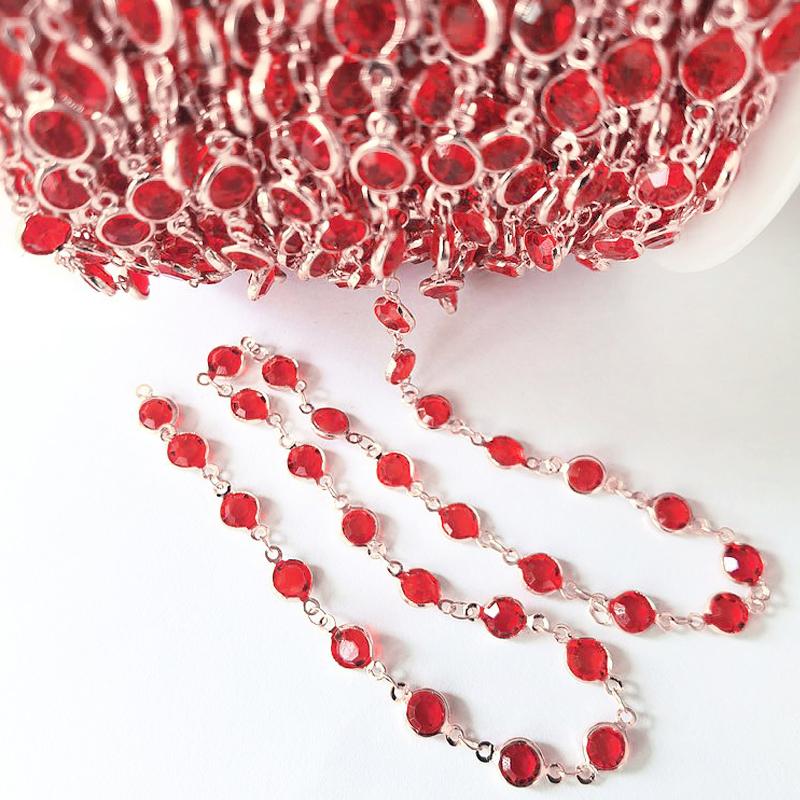 1meter 6mm Colorful Crystal Beads Beaded Chain Glass Bead KC Gold Necklace Chain Accessories for Jewelry Making Crafts DIY