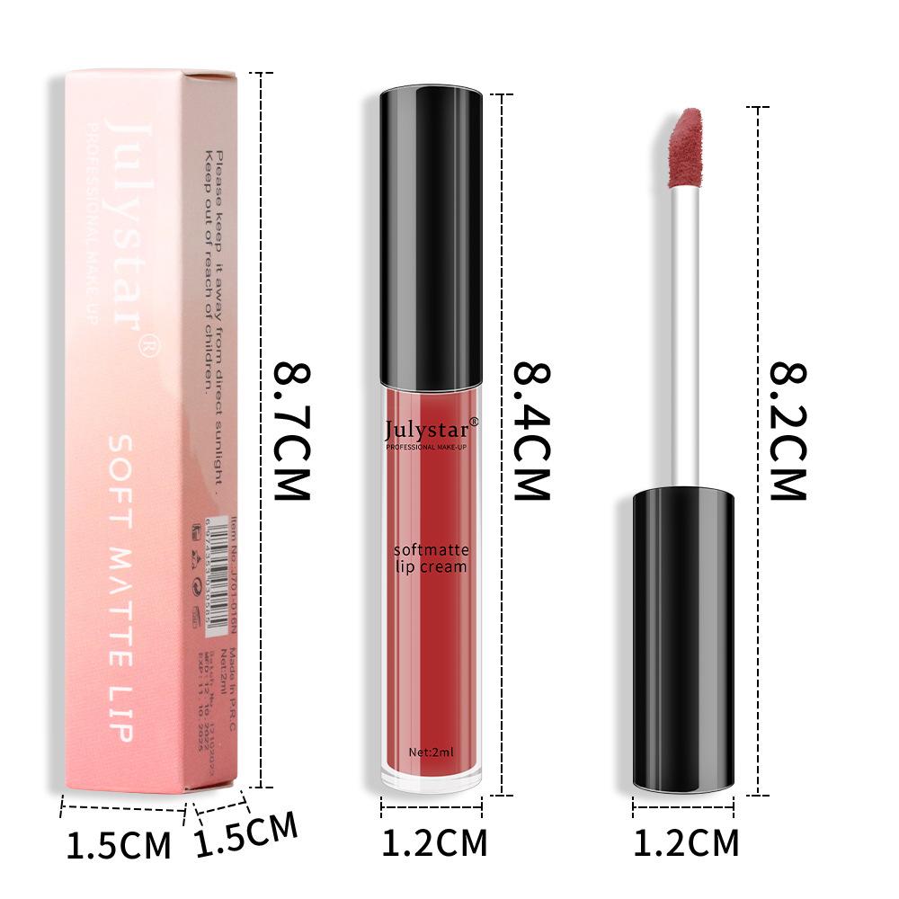 Julystar Is Not Easy To Fade and Not Easy To Stick To The Cup Matte Lip Glaze European and American Lip and Cheek Dual-purpose Lip Gloss
