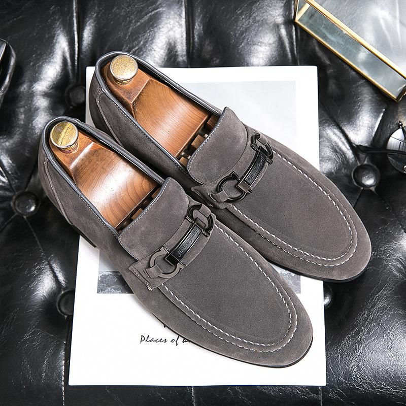 Shoes Autumn New Frosted Leather British Business Casual Leather Shoes Nightclub Hairstylist Lazy Doudou Shoes