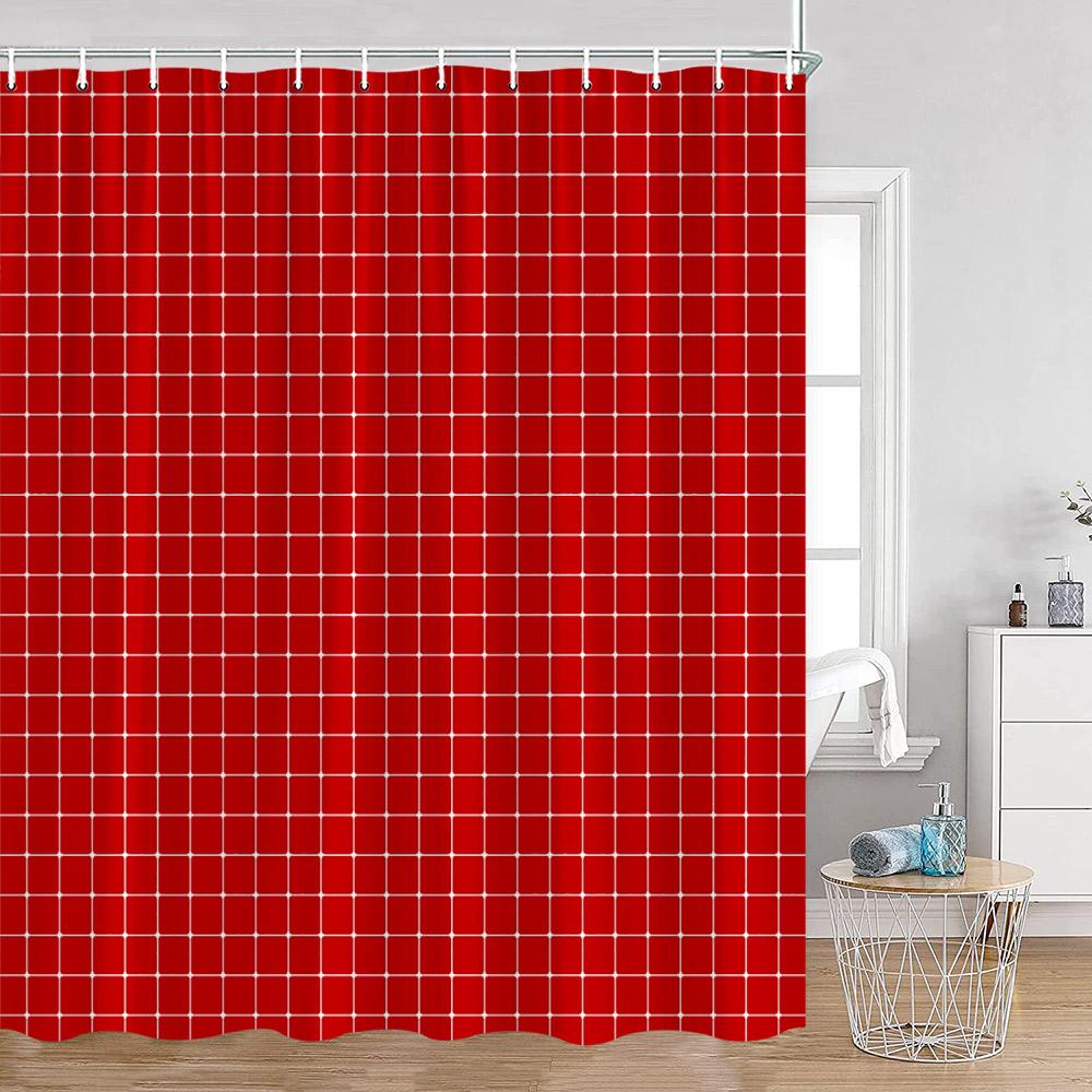 Simple Checkerboard Shower Curtains Colorful Abstract Gingham Pattern Check Checkered Modern Nordic Bathroom Curtains Decor
