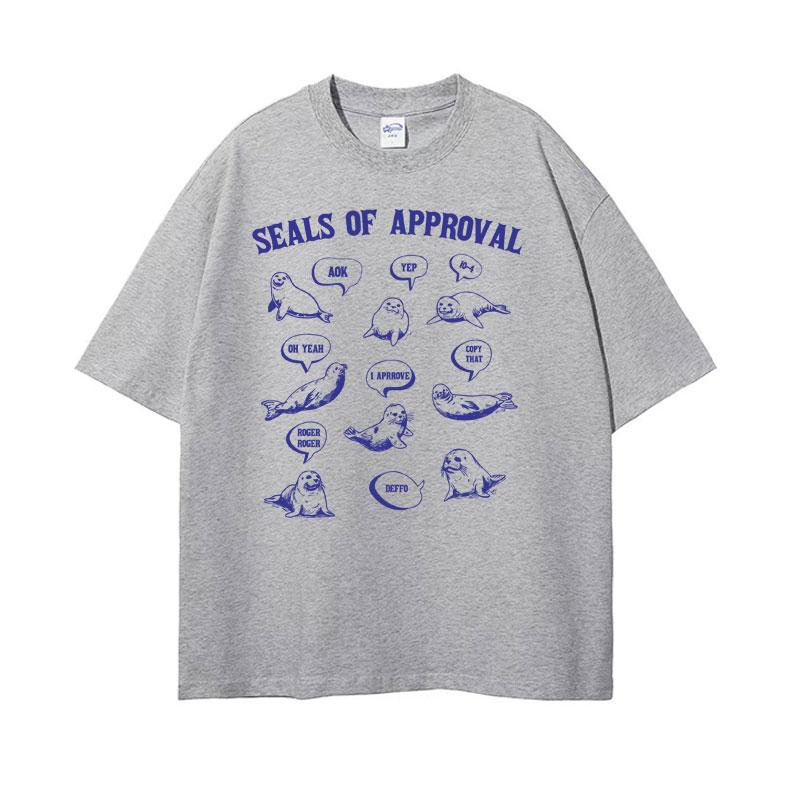 Seals of Approval Lustiges Meme Retro T-Shirt für Männer Frauen Mode Ästhetisch 90er Jahre T-Shirts Lässig Baumwolle Rundhals Kurzarm T-Shirt