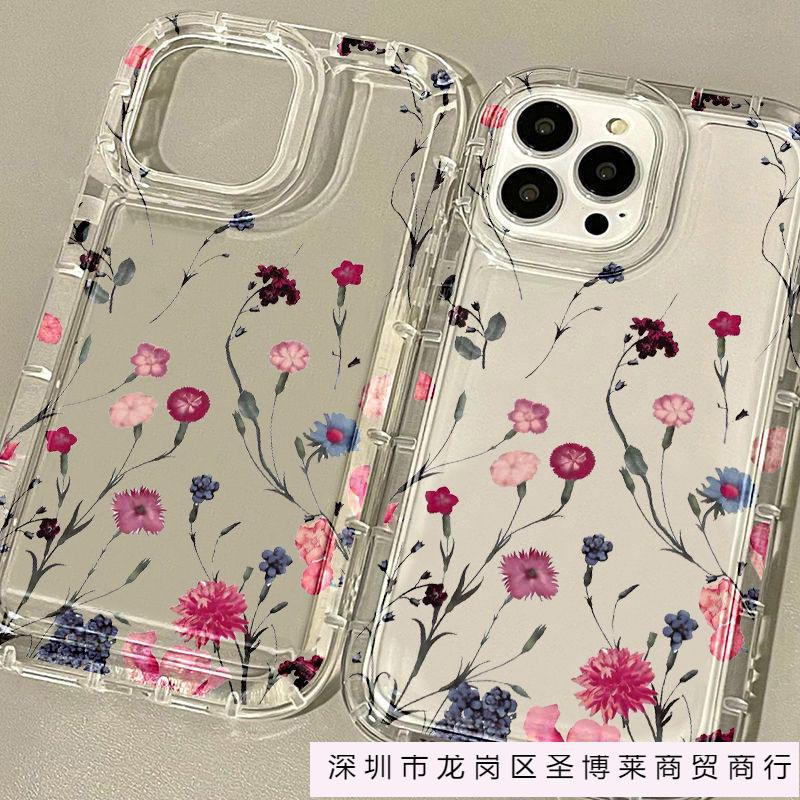 Wildflower branches are suitable for airbags iPhone16promax mobile phone case 15/14 Apple 13/12 factory 11 transparent