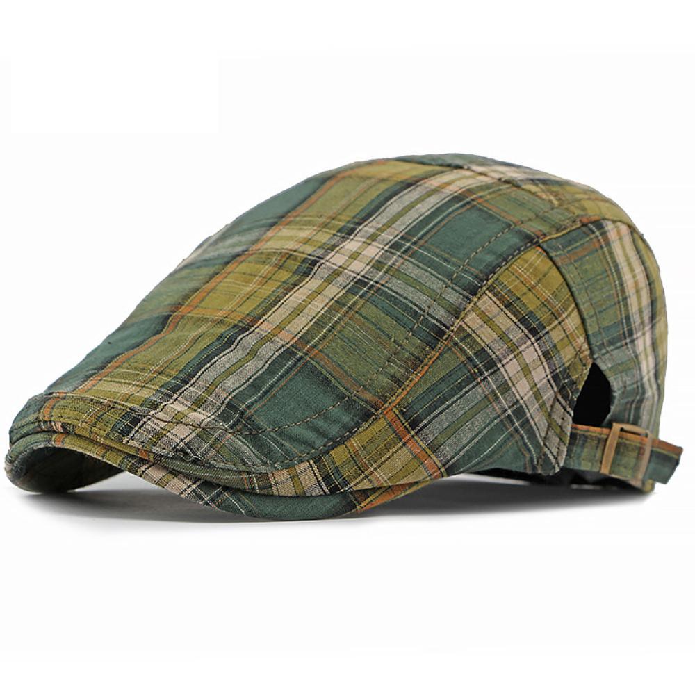 HT4159 Berets Spring Summer Cap for Men Women Retro Artist Painter Beret Hat Plaid Ivy Flat Cap Male Female Adjustable Beret Cap