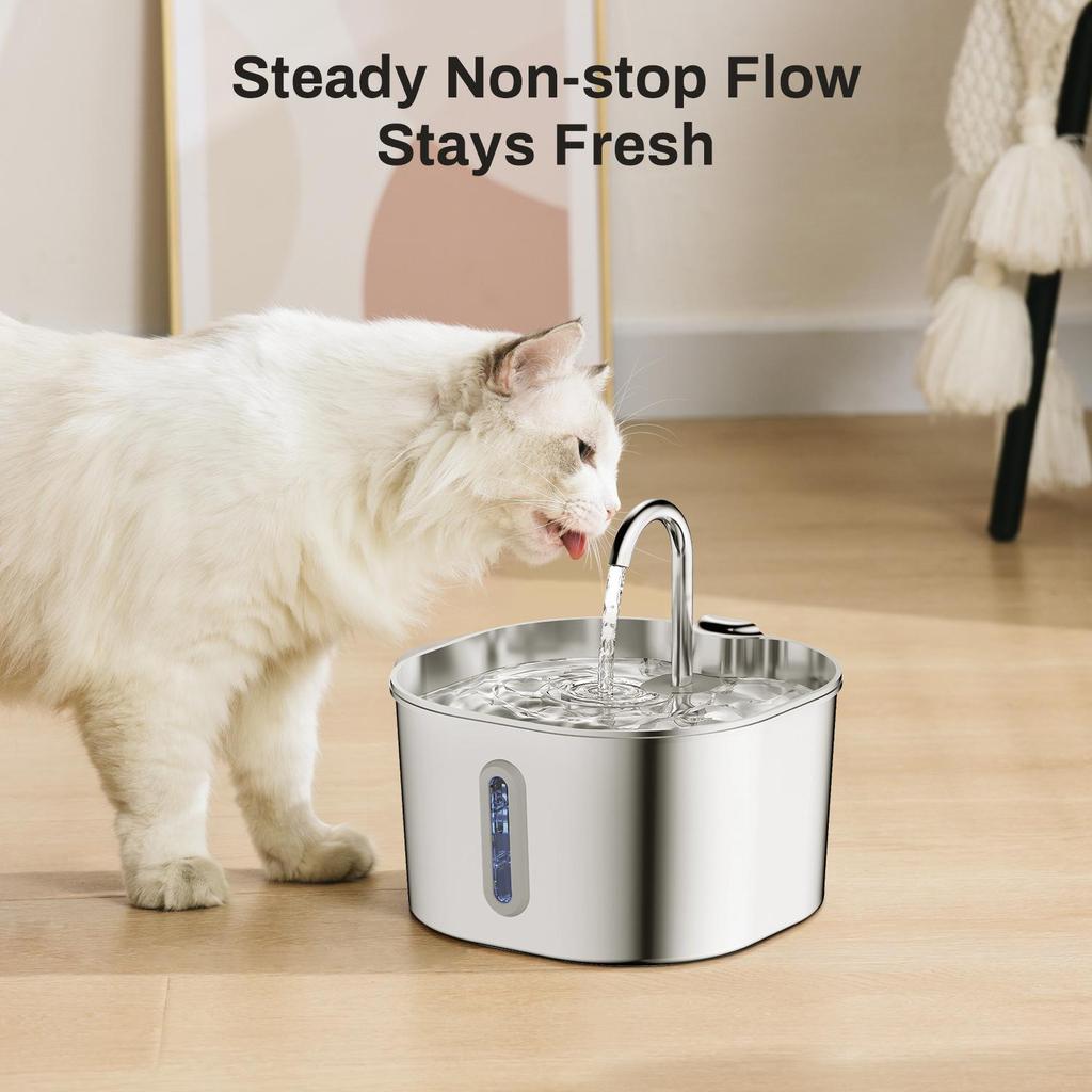 2.2L Stainless Steel Smart Pet Water Fountain - Automatic Circulating Water Feeder for Cats and Dogs