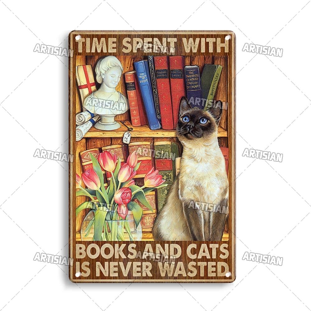 Artisian Girl Loves Books Metal Sign Reading Tin Poster Read Book Decorative Plate Wall Decor Garage Bar Pub Club Hotel Kitchen