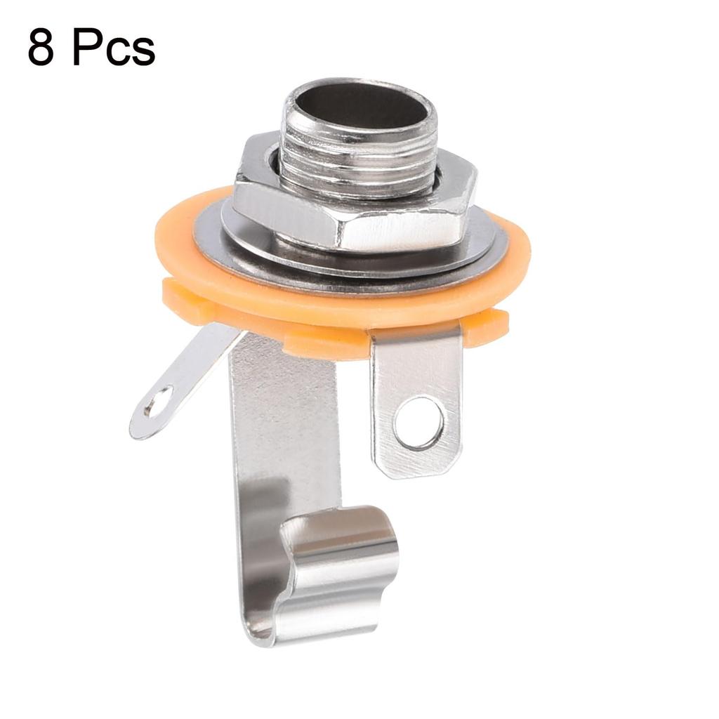 Uxcell Guitar Input Stereo Jack Mono Panel Mount for and Footswitches 8-Pack Jacks, 1/4" Sockets, Silver, Guitars, Basses, Speakers,