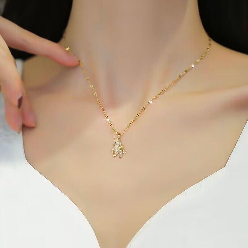 18K Gold-Plated Unicorn Pegasus Necklace for Women with Diamond Accents