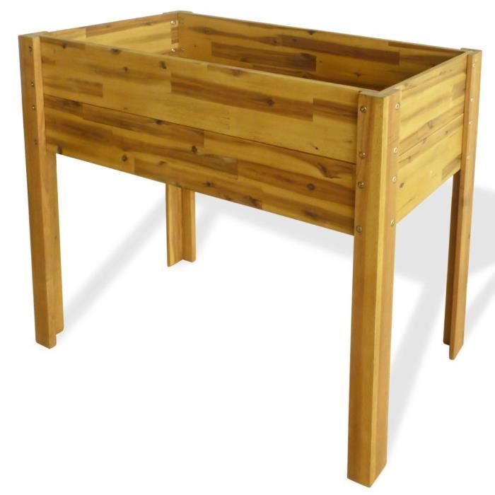 Lit surélevé de jardin en bois massif d'acacia - VIDAXL - Marron