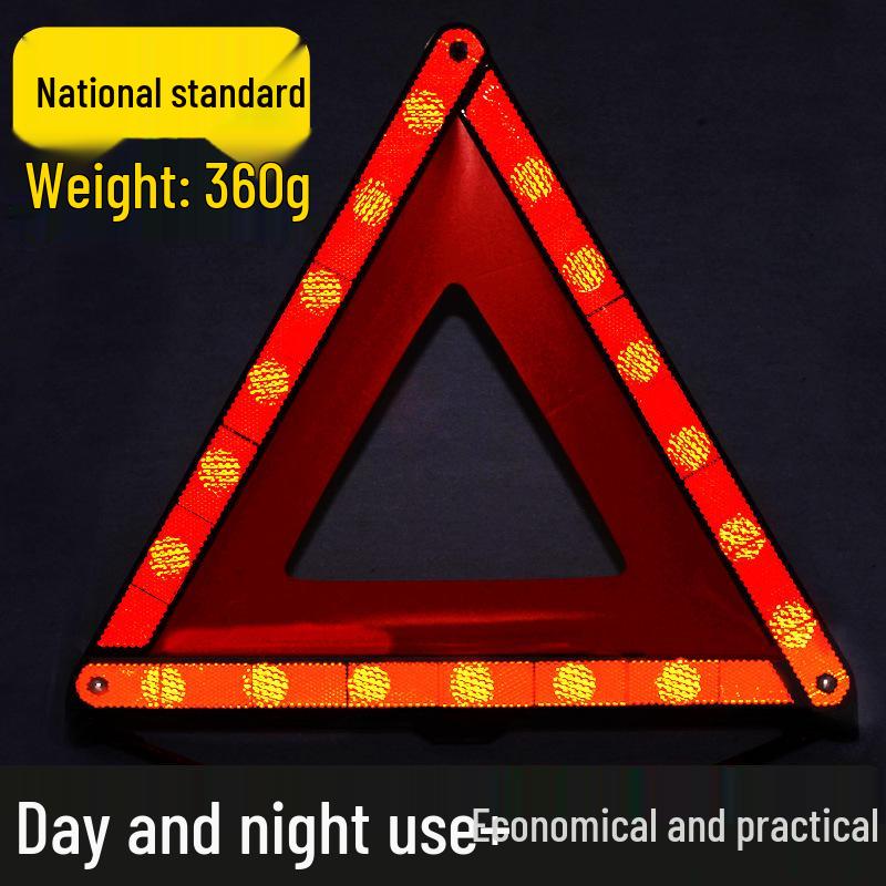 Compact Car-Mounted Reflective Triangle Emergency Warning Sign