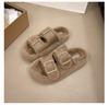 Thick-bottomed fluffy slippers for women's outer wear 2025 new fashion buckle with velvet one-word drag ins thermal cotton slippers