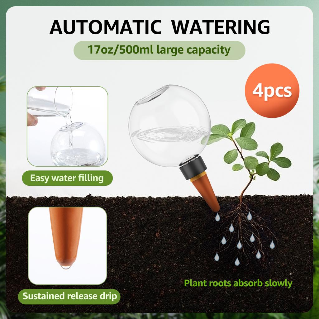2/4Pcs 500ml Automatic Watering Globes Self Watering Planter Supplies for Garden Flower Plants Watering Balls Devices