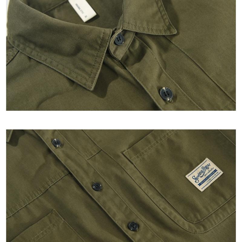 Summer Men Shirts Japanese Style Cargo Short Sleeve Shirt Male Pure Cotton Double Pockets Casual Shirt Youth Streetwear Loose Top
