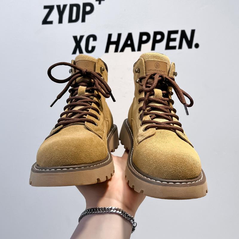 Martin boots men's 2024 autumn new washing ah tooling short boots retro British style big yellow boots 8236-A