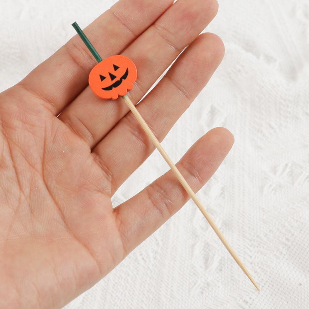 100pcs Smooth Surface Skull Bamboo Stick Natural Material Cocktail Sticks Toothpick  Thanksgiving