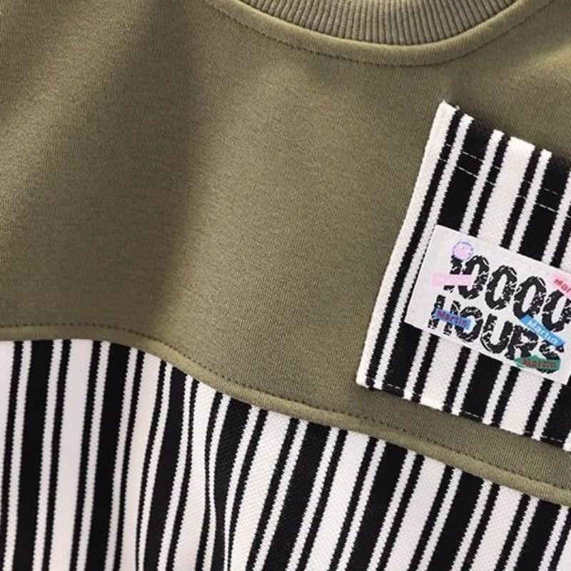 Boys Striped Crewneck Sweatshirt Autumn Spring Casual Top For Toddler And Kids Stylish Base Layer Shirt