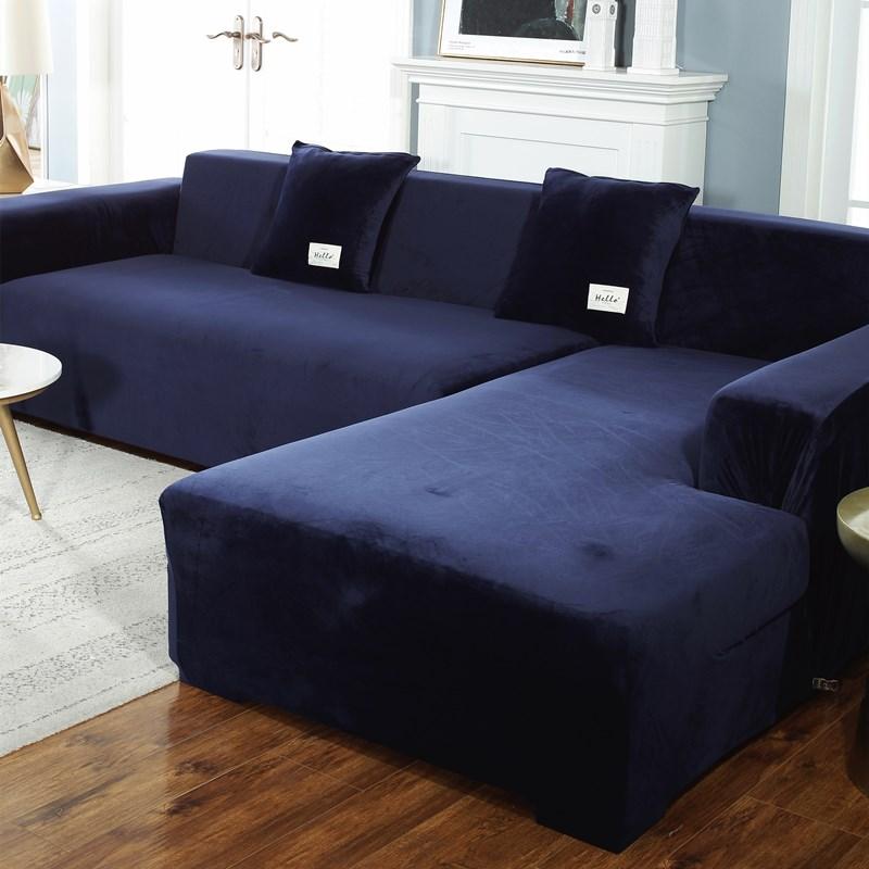Velvet Sofa Cover For Living Room Elastic Thick Plush Sofa Cover For Sofa L-Shaped Corner Sofa Covers 1/2/3/4 Seater