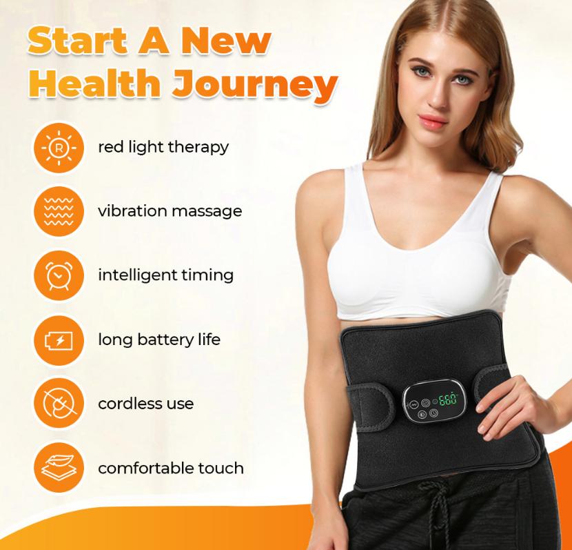 LED Red Light Therapy Belt, Multifunctional Far-Infrared Hot Compress Massage Shoulder & Knee Wrap