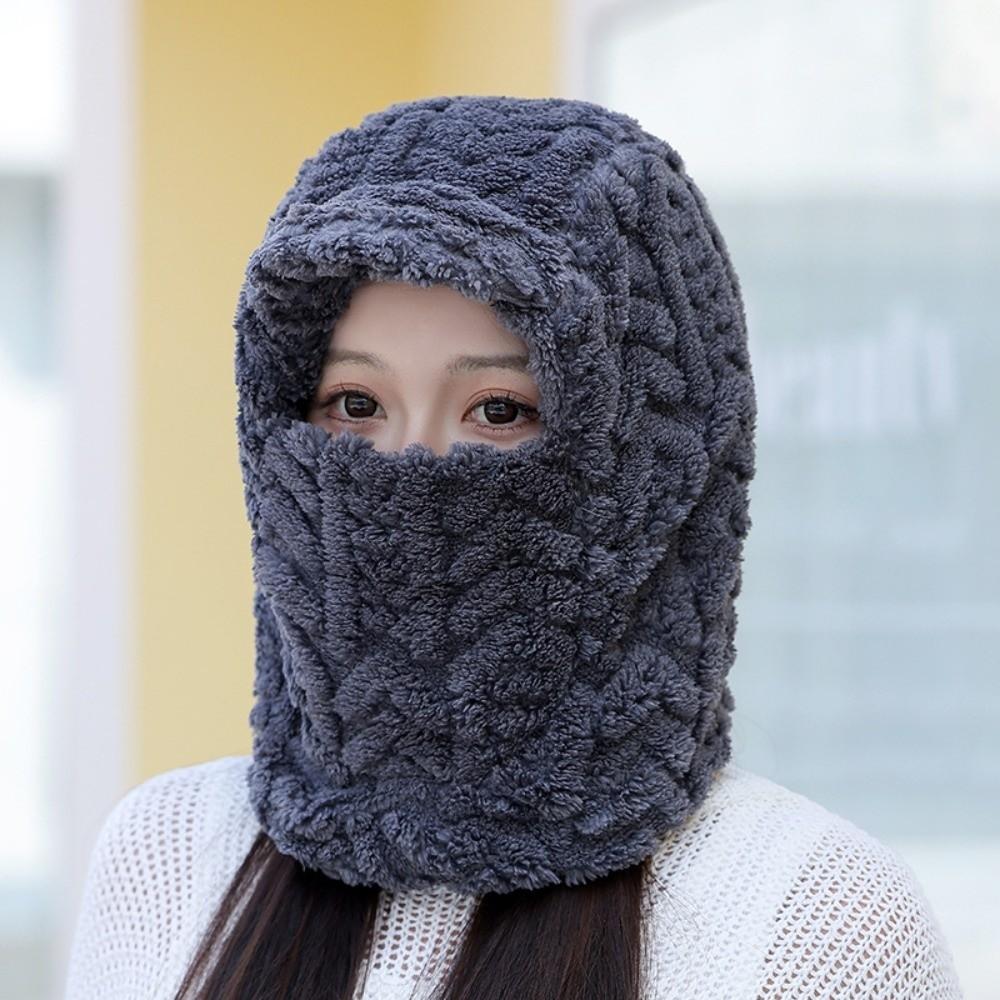 

Solid Color Winter Pullover Cap Polyester Compact Cap Scarf Warm Wrap Head Hat Gifts темно-сірий колір