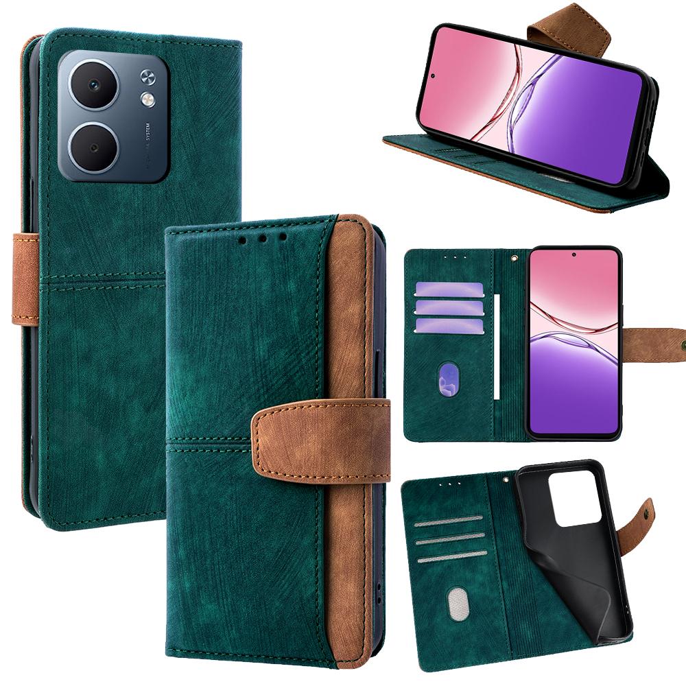 For Oppo A5x 5G Case RFID Blocking Color Splicing PU Leather Wallet Phone Cover