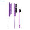 3-Piece Hair Styling Tool Set - Rat Tail Comb + Edge Brush + Sectioning Brush for Salon/DIY Hairstyling