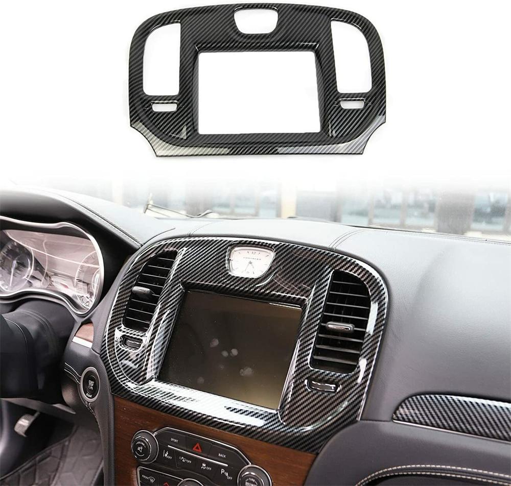 Carbon Fiber Look Central Control Navigation Screen Trim for 2015-2023 Chrysler 300