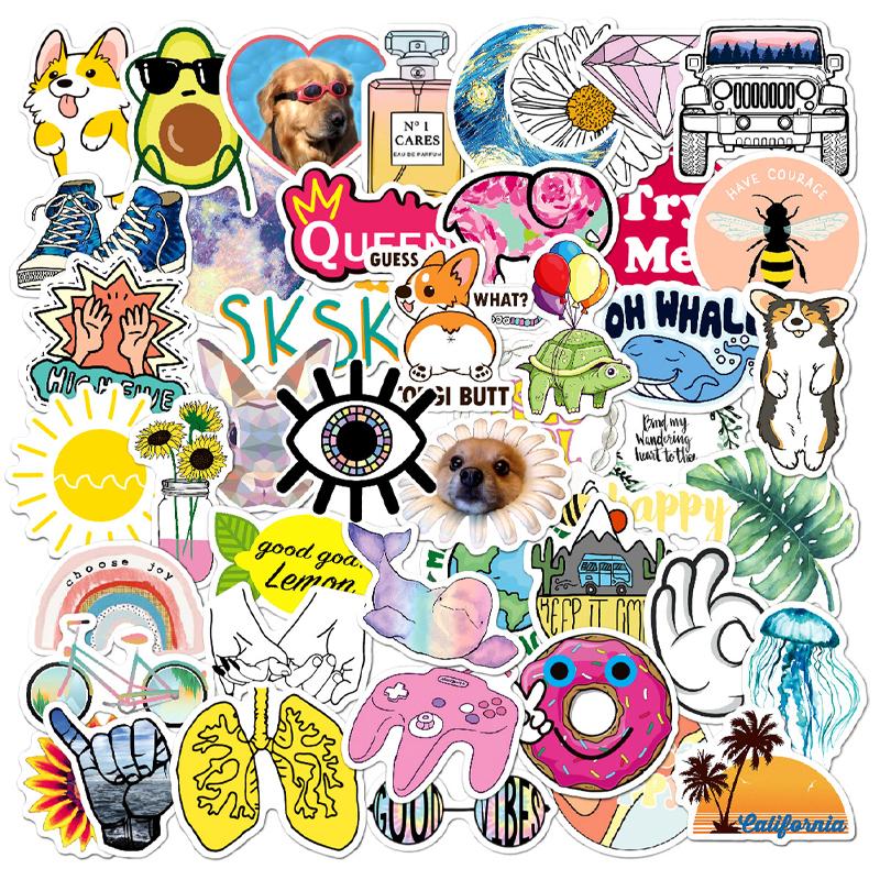 100PCS Cute Stickers Waterproof Vinyl Aesthetic Decals for Water Bottles Laptop Phone Journaling Scrapbook Journal