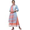 Aurelia Blue Floral Printed Cotton Kurta Dupatta Bottomwear Set for Women