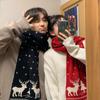 Red Christmas Scarf Deer Winter Cashmere Scarves Warm Wool Knitted Scarf  Women/Men