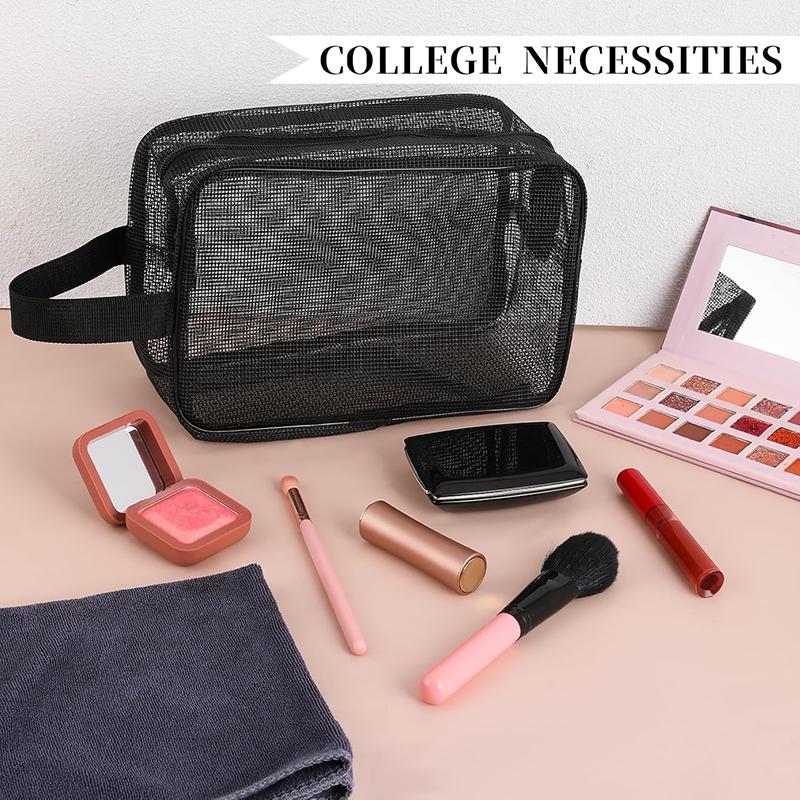 1 Stück Schwarze Transparente Netz Kosmetiktasche Handtasche Aufbewahrung Große Kapazität Aufbewahrung Netz Waschtasche Reise-Set Kosmetiktasche