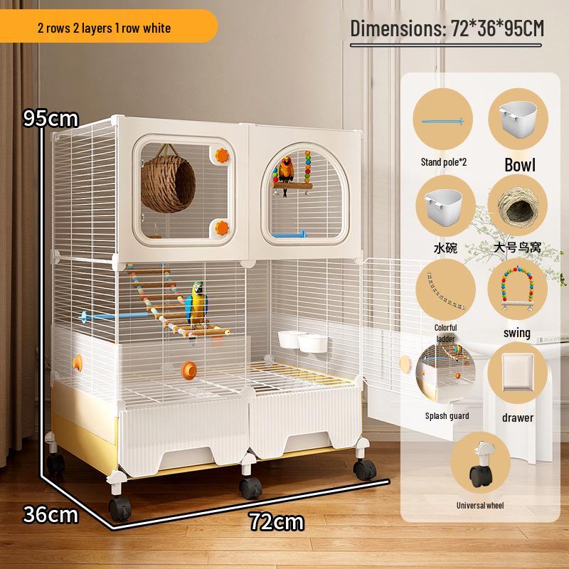 Hao Lei De Zhu Large Anti-Splash Parrot Cage for Cockatiel, Budgie, Lovebird, Sun Conure