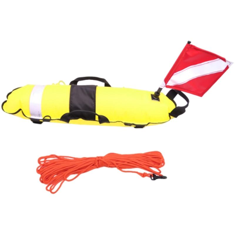 

Scubas Diving Surfaces Marker Signal Float With Flag And Rope Diver Down Safety Surfaces Marker Spearfishing Float жовтий