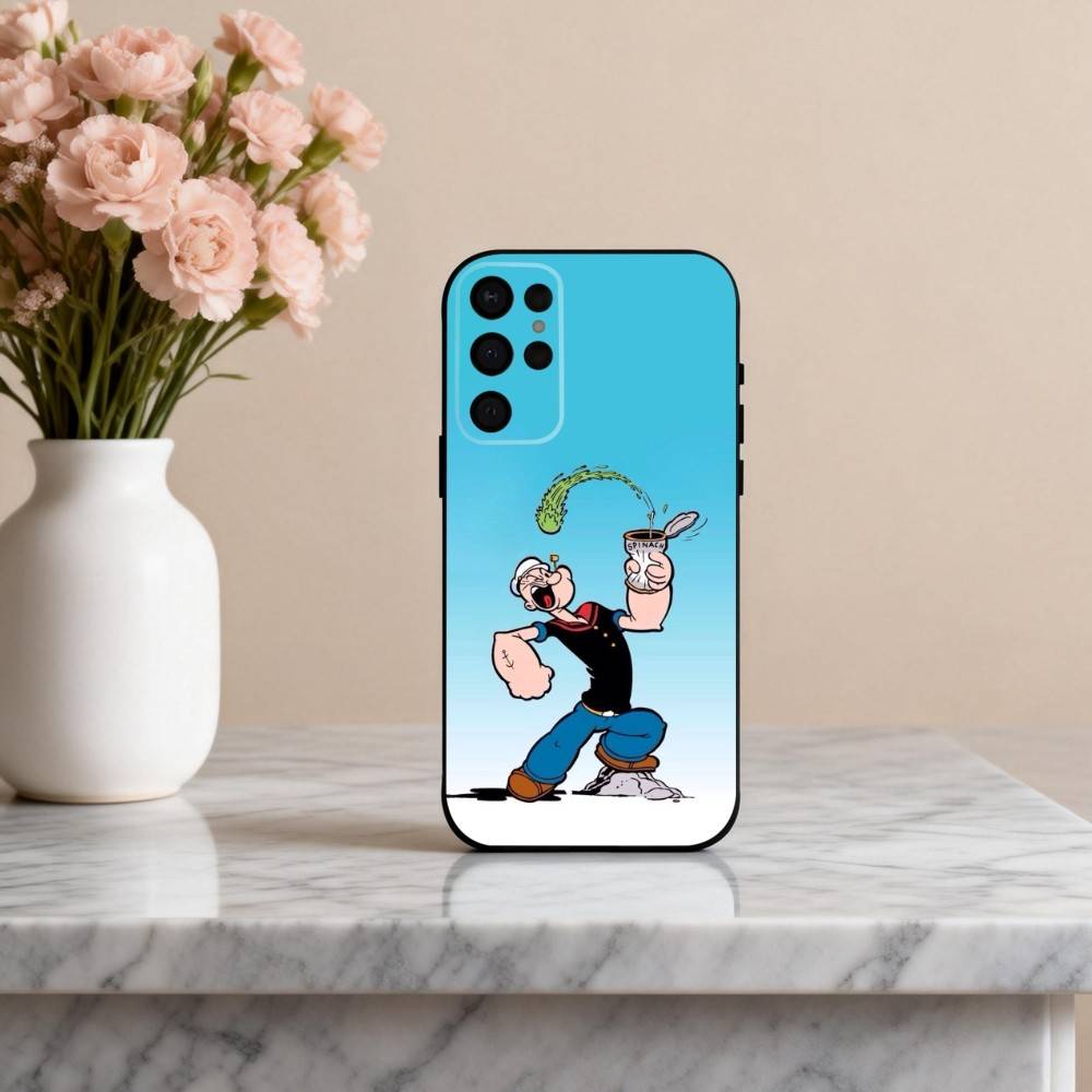 C-Cartoon C-Character P-Popeye-E  Phone Case For Samsung S25,S24,S21,S22,S23,S30,Ultra,S20,Plus,Others Soft Black Cover