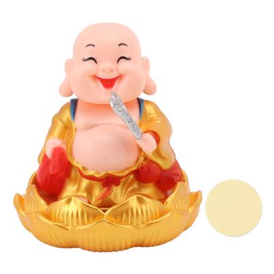Güneş Enerjili Buda Heykeli Güneş Enerjili Kafa Sallayan Maitreya Araba Süsü Dekorasyonu Zenginlik ve