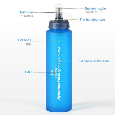 TPU Soft Flask faltbare Sportwasserflasche Outdoor faltbare Wasserblase Laufen Radfahren