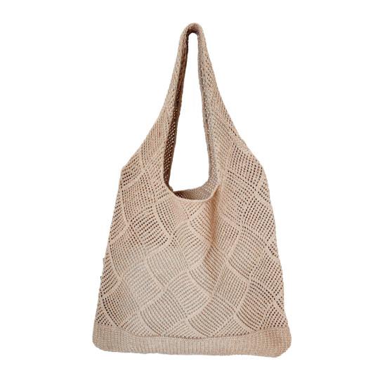 Dámská pletená taška přes rameno s velkou kapacitou, ležérní taška, jednobarevná dutá taška přes rameno pro každodenní výlety, nákupy, školu