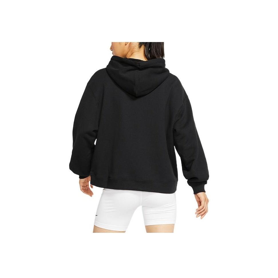 Nike Solid Color Hooded Pullover Sweatshirt Women Tops Black AV0767-010
