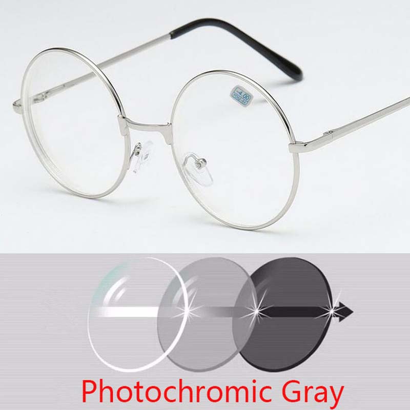 Round Glasses Woman Men Glasses Retro Myopia Optical Metal Frames Clear Lens Black Silver Gold Eyeglasses -1.0 -1.5 -2.0 To -4.0