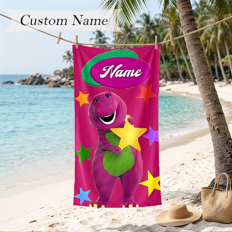 BARNEY Custom Name Printed Beach Towel Personalized Soft Towel For Swimming Beach Travel