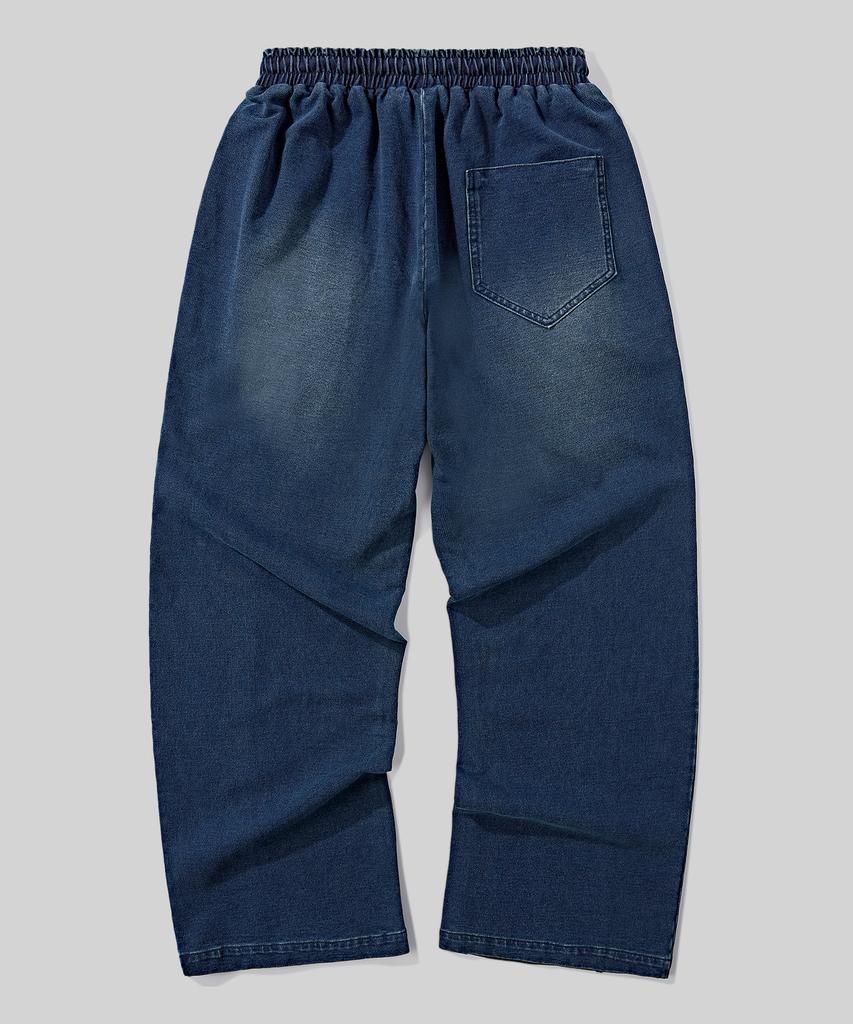 Beodeonteu Front Line Washed Wide Sweatpants [Indigo]