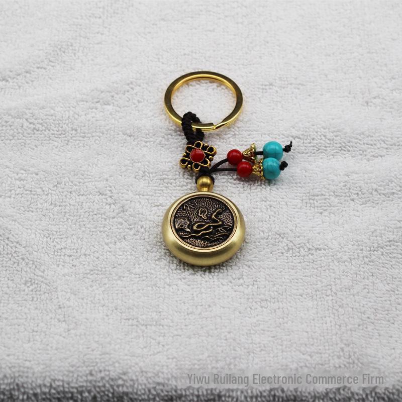 Pure Brass Zodiac Gyroscope Keychain Ornament
