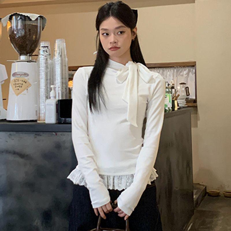 Autumn/Winter Pure Desire Spicy Lace Long Sleeve Women's Slimming Top