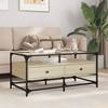 Vidaxl Coffee Table with Glass Top, Sonoma Oak, 98.5X50X45 Cm