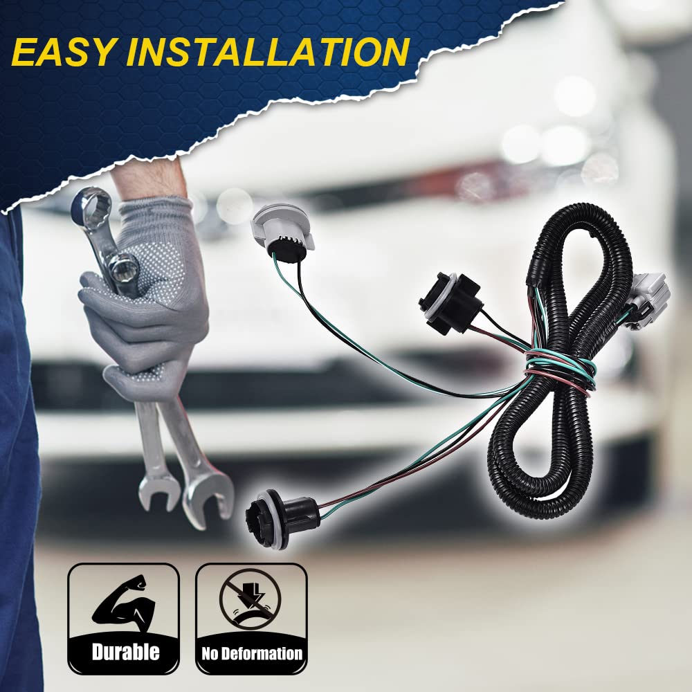 PIT66 Left Tail Light Lamp Wiring Harness, Compatible with 07-14 Chevy Silverado/08-14 GMC Sierra Rear Lamp Assembly Tail Lights Taillight