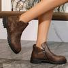 Arbeitsstiefel Damen Vielseitig Mode Niedriger Absatz Runde Spitze Seitenreißverschluss Lässige Stiefeletten Botas Invierno Mujer Stiefeletten Für Damen