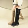 2025 New Maillard Winter Retro Western Boots Women's Tall Knight Boots Two Wear Folded and Velvet Knee Boots