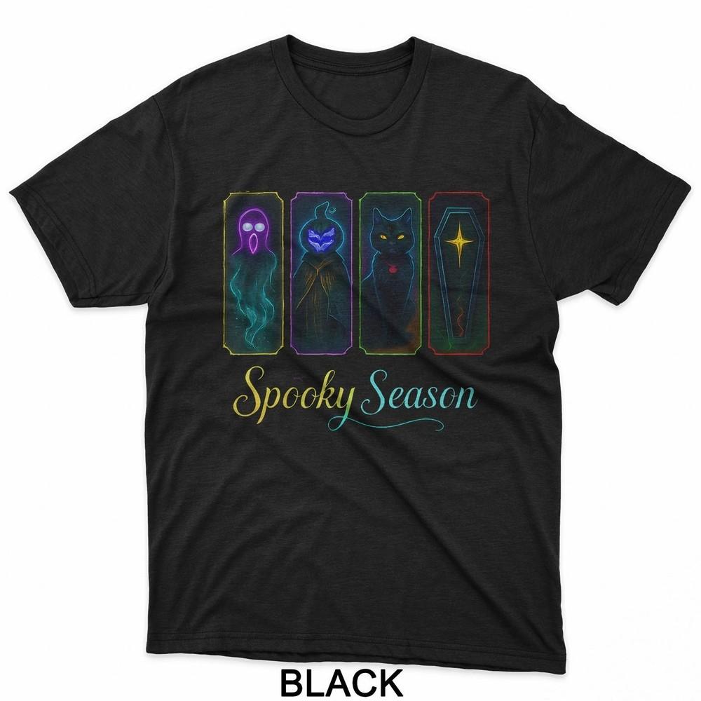 Vintage Spooky Season Black Cat Ghost Pumpkin Halloween T-Shirt Unisex T-Shirt L